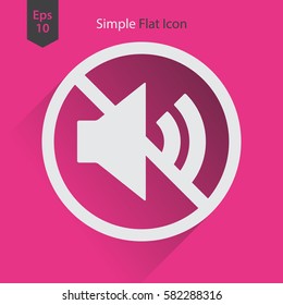 Mute Flat Icon. Simple Sign Of Volume Settings. Vector Illustrated Symbol