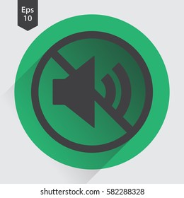Mute Flat Icon. Simple Sign Of Volume Settings. Vector Illustrated Symbol
