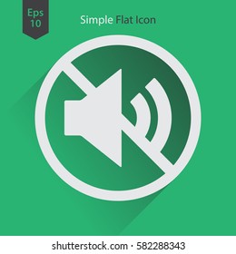 Mute Flat Icon. Simple Sign Of Volume Settings. Vector Illustrated Symbol