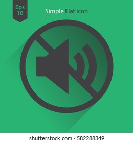 Mute Flat Icon. Simple Sign Of Volume Settings. Vector Illustrated Symbol