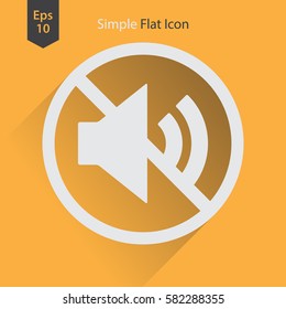 Mute Flat Icon. Simple Sign Of Volume Settings. Vector Illustrated Symbol