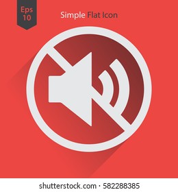 Mute Flat Icon. Simple Sign Of Volume Settings. Vector Illustrated Symbol
