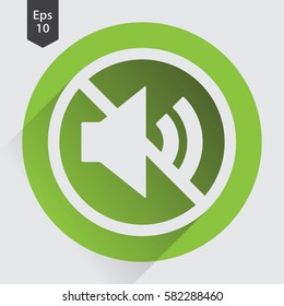 Mute Flat Icon. Simple Sign Of Volume Settings. Vector Illustrated Symbol