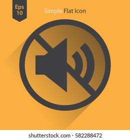Mute Flat Icon. Simple Sign Of Volume Settings. Vector Illustrated Symbol