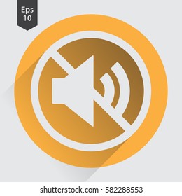 Mute Flat Icon. Simple Sign Of Volume Settings. Vector Illustrated Symbol