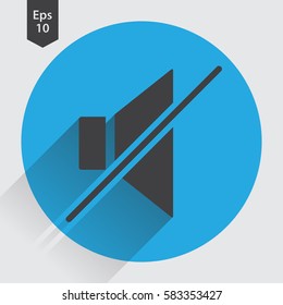 Mute Flat Icon. Simple Sign Of Volume Settings. Vector Illustrated Symbol