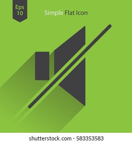 Mute Flat Icon. Simple Sign Of Volume Settings. Vector Illustrated Symbol