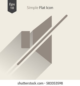 Mute Flat Icon. Simple Sign Of Volume Settings. Vector Illustrated Symbol