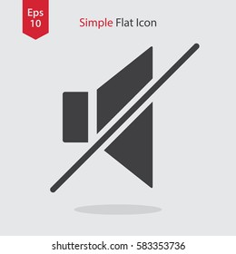 Mute Flat Icon. Simple Sign Of Volume Settings. Vector Illustrated Symbol