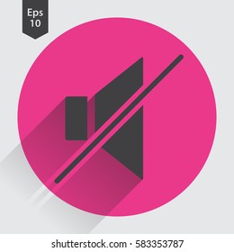 Mute Flat Icon. Simple Sign Of Volume Settings. Vector Illustrated Symbol
