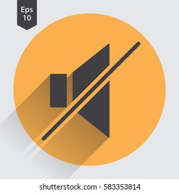Mute Flat Icon. Simple Sign Of Volume Settings. Vector Illustrated Symbol