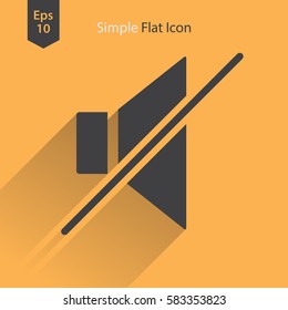 Mute Flat Icon. Simple Sign Of Volume Settings. Vector Illustrated Symbol