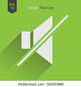Mute Flat Icon. Simple Sign Of Volume Settings. Vector Illustrated Symbol