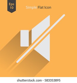 Mute Flat Icon. Simple Sign Of Volume Settings. Vector Illustrated Symbol