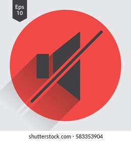 Mute Flat Icon. Simple Sign Of Volume Settings. Vector Illustrated Symbol