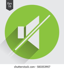 Mute Flat Icon. Simple Sign Of Volume Settings. Vector Illustrated Symbol