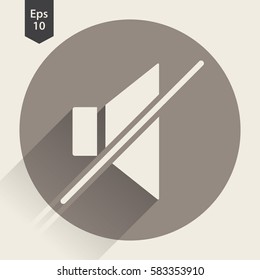 Mute Flat Icon. Simple Sign Of Volume Settings. Vector Illustrated Symbol