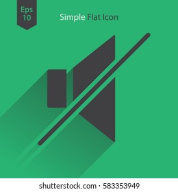 Mute Flat Icon. Simple Sign Of Volume Settings. Vector Illustrated Symbol