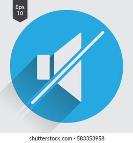 Mute Flat Icon. Simple Sign Of Volume Settings. Vector Illustrated Symbol