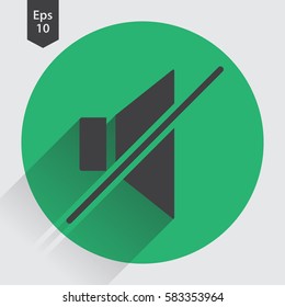 Mute Flat Icon. Simple Sign Of Volume Settings. Vector Illustrated Symbol