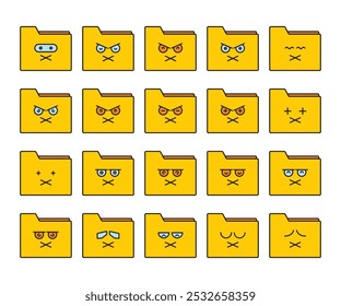 mute folder emoticon icon illustration