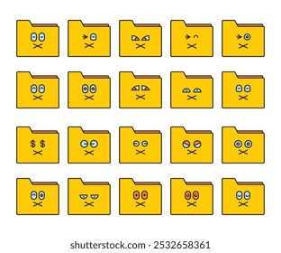 Ilustración de icono de emoticono de carpeta muda