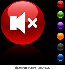Mute glossy icon. Vector illustration.