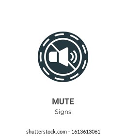 Mute glyph icon vector on white background. Flat vector mute icon symbol sign from modern signs collection for mobile concept and web apps design.