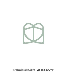 Mute Green Open Book with A Love Heart Symbol Logo Design Vector