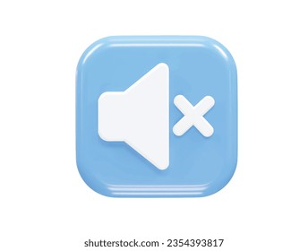 Mute icon 3d rendering illustration