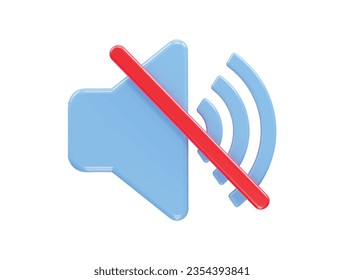Mute icon 3d rendering illustration