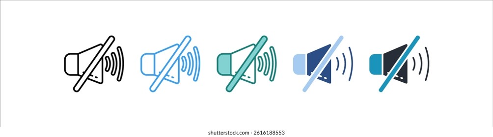 Mute Icon In Different Style Vector