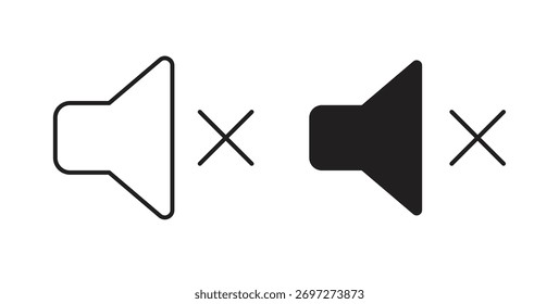 Icono de silencio con trazo editable y paquete de Vector plano
