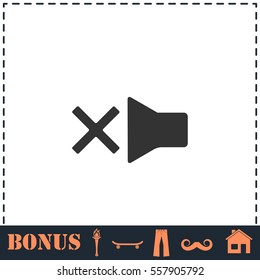 Mute icon flat. Simple vector symbol and bonus icon