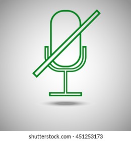 Mute icon. Flat style. Grey background. Symbol for web design and mobile. Vector illustration.