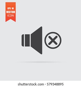 Mute icon in flat style isolated on grey background. For your design, logo. Vector illustration.