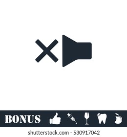 Mute icon flat. Vector illustration symbol and bonus pictogram
