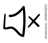 mute icon hand draw style black color