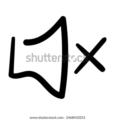 mute icon hand draw style black color