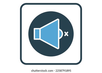 Mute icon illustration. icon related to music player. Solid icon style. Simple vector design editable