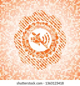 mute icon inside abstract orange mosaic emblem
