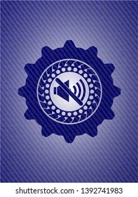 mute icon inside badge with jean texture