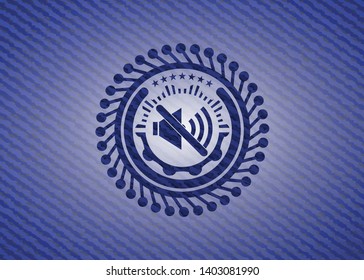mute icon inside badge with jean texture