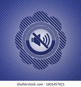 mute icon inside badge with jean texture