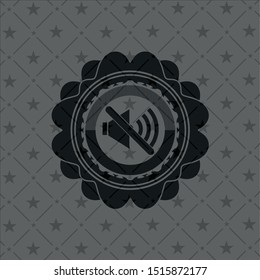 mute icon inside black emblem. Vintage.