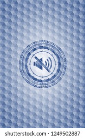 mute icon inside blue polygonal badge.
