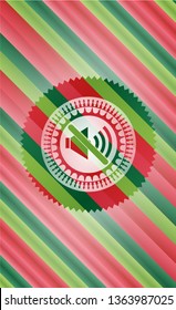 mute icon inside christmas badge background.