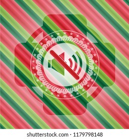 mute icon inside christmas style badge..