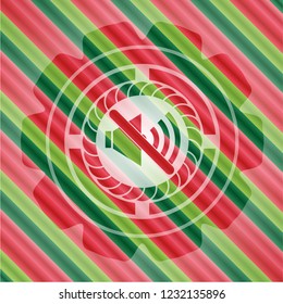 mute icon inside christmas style badge..