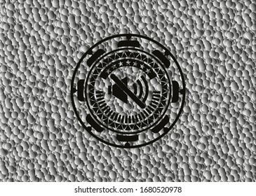 mute icon inside dark badge with bubbles background. Vector Illustration. Detailed.